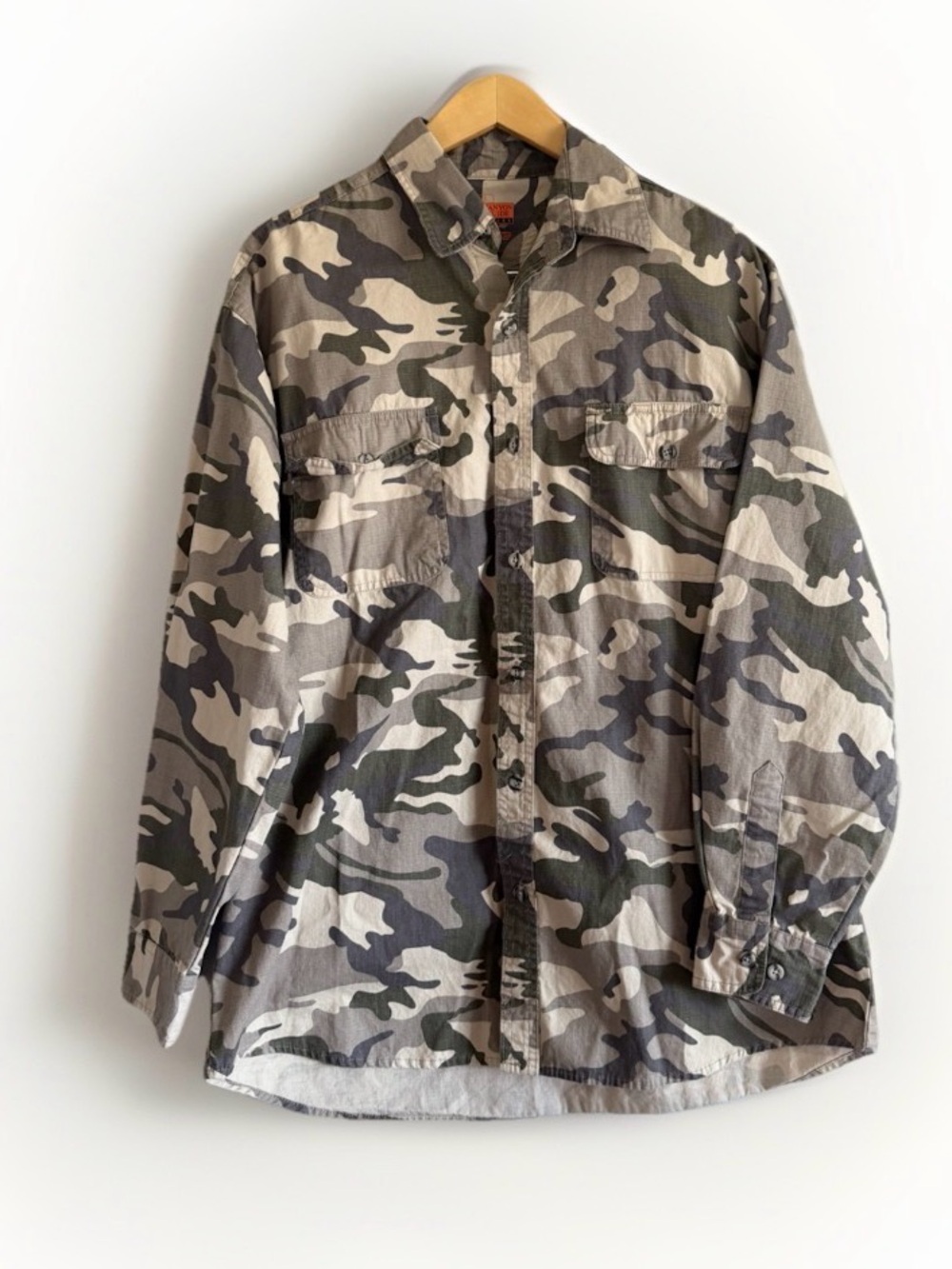 Canyon Guide Outfitters Camo Ripstop Button Down Shirt L Cotton Gorpcore Utility